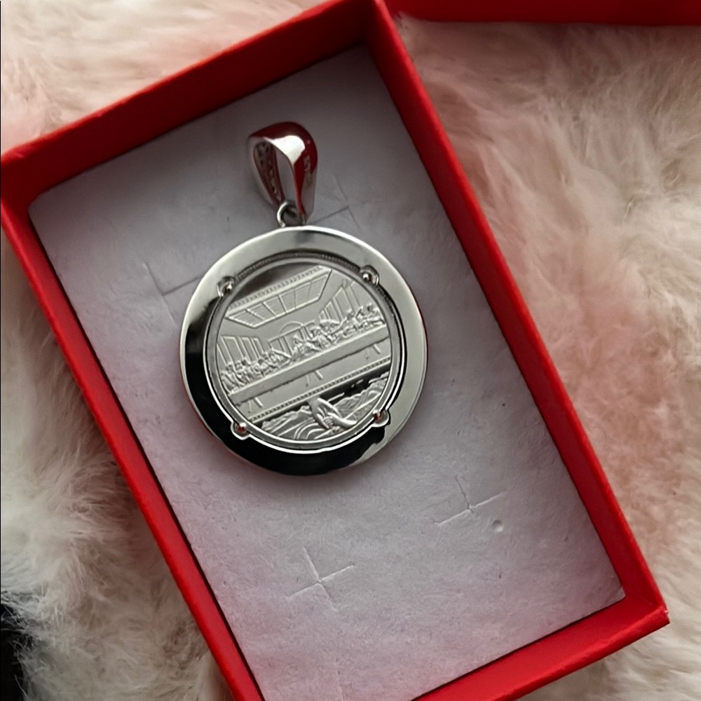 Double sided 925 silver pendant Jesus/ Last supper round pendant
